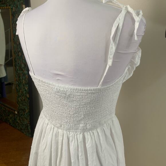 And Now This Size S Cotton Swiss Dot Corset Ruffled Sleeveless Midi Dress White - Picture 11 of 14